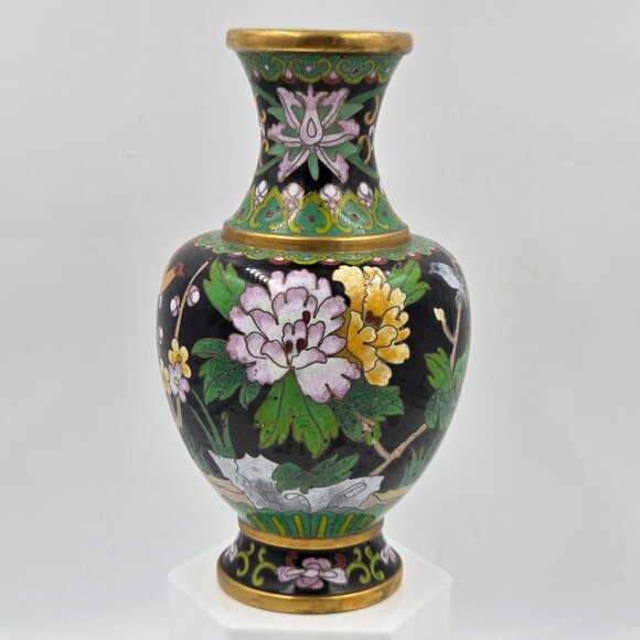Jingtai Other - Jingtai Cloisonné Enamel Peony Motif Ruyi Border Bud Base